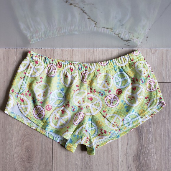 Soffe Pants - Soffe Mesh Shorts Womens S Peace Low Rise Elastic Waist Cheer Running Gym Y2K